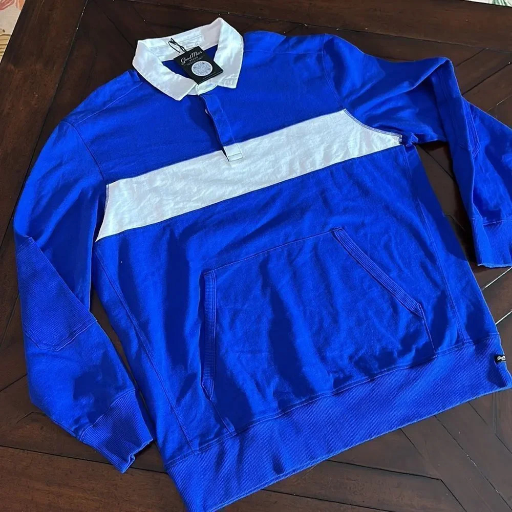 NWOT Good Man Brand Rugby Striped Shirt Textured Cotton Jersey - Picture 4 of 4